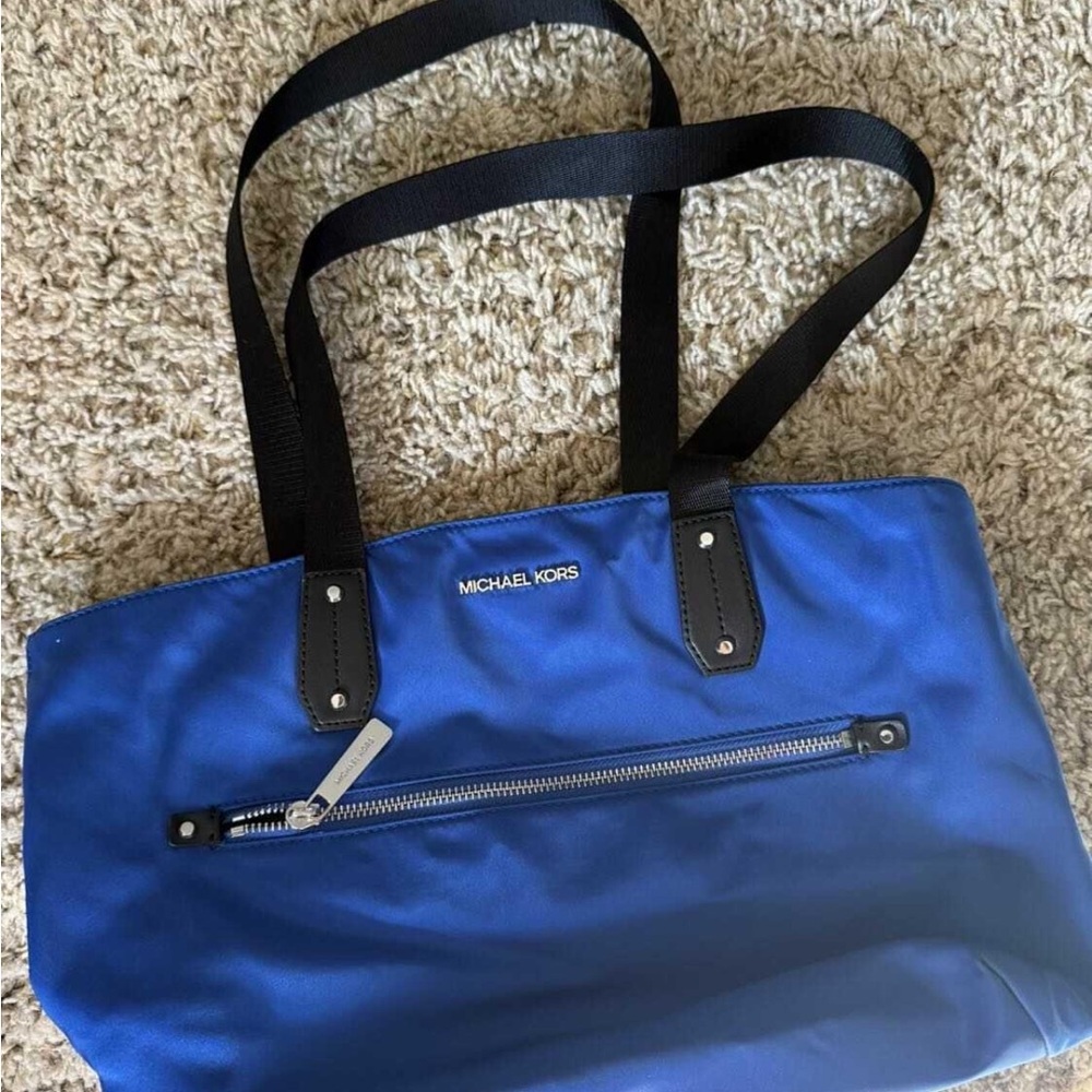 Michael Kors Royal Blue Tote with Black Straps